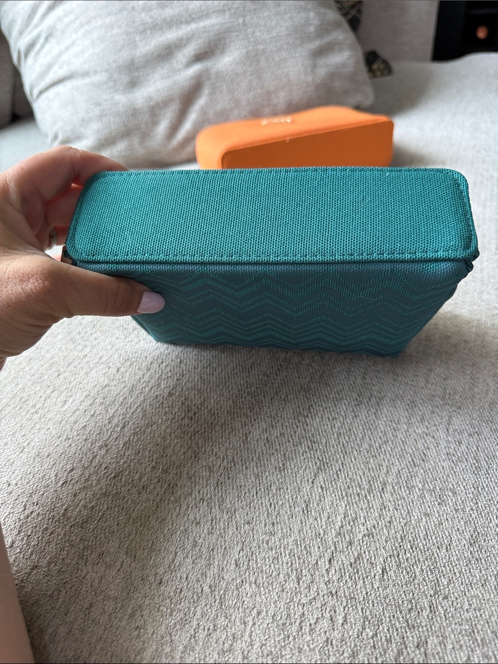 Missoni Teal Chevron Cosmetic Pouch with Gold Logo - Picture 4 of 5